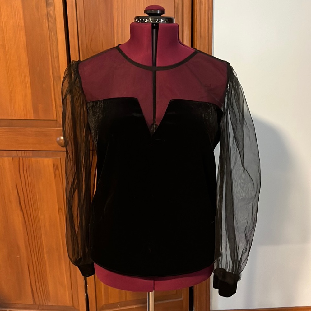 Shein velvet and mesh top